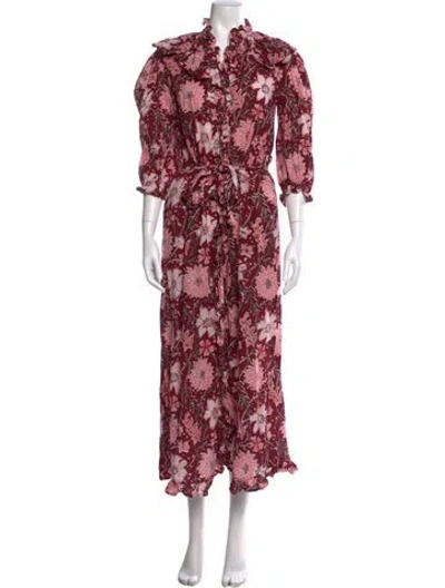 Pre-owned Mille Floral Print Long Dress In Neutral