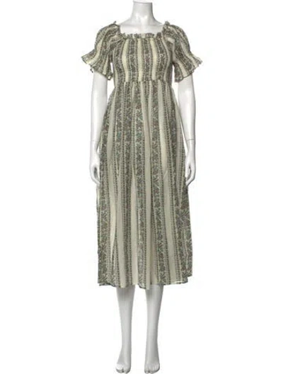 Pre-owned Mille Floral Print Long Dress In Neutrals