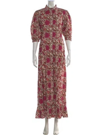 Pre-owned Mille Floral Print Long Dress In Pink