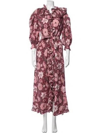 Pre-owned Mille Floral Print Long Dress In Pink