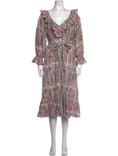 Pre-owned Mille Floral Print Long Dress In Pink