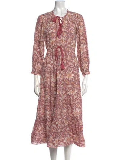 Pre-owned Mille Floral Print Long Dress In Pink