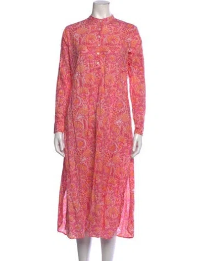 Pre-owned Mille Floral Print Long Dress In Pink