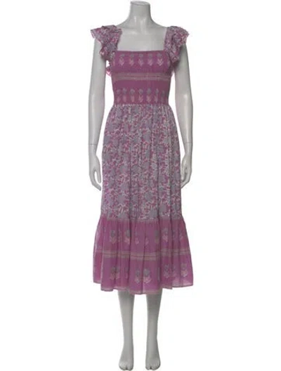 Pre-owned Mille Floral Print Long Dress In Purple