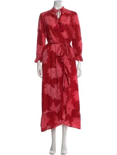 Pre-owned Mille Floral Print Long Dress In Red