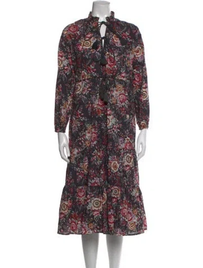 Pre-owned Mille Floral Print Long Dress W/ Tags In Black