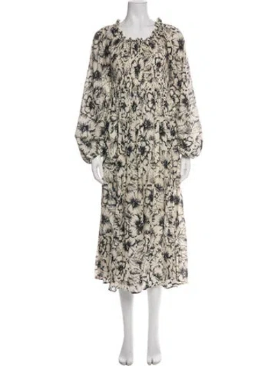 Pre-owned Mille Floral Print Long Dress W/ Tags In Green