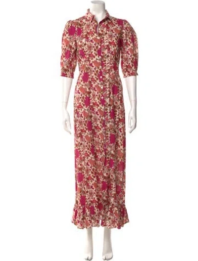 Pre-owned Mille Floral Print Long Dress W/ Tags In Pink