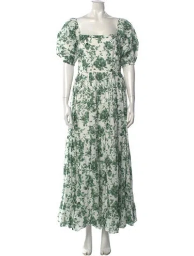 Pre-owned Mille Floral Print Long Dress In White