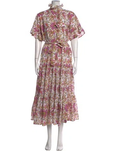 Pre-owned Mille Floral Print Long Dress In White