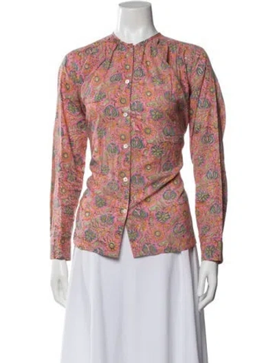 Pre-owned Mille Floral Print Long Sleeve Button-up Top In Multi