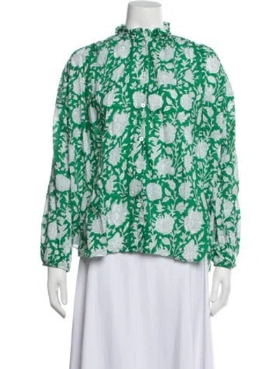 Pre-owned Mille Floral Print Long Sleeve Top In Blue