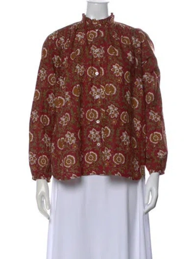 Pre-owned Mille Floral Print Long Sleeve Top In Red