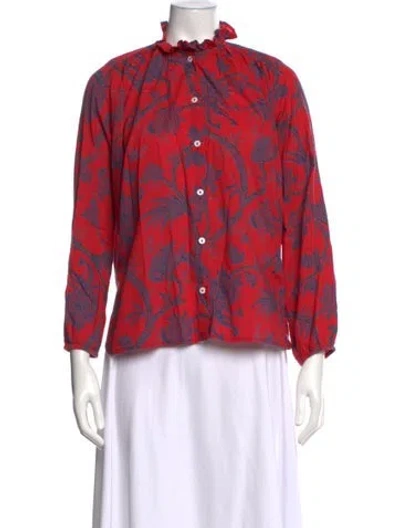Pre-owned Mille Floral Print Long Sleeve Top In Red
