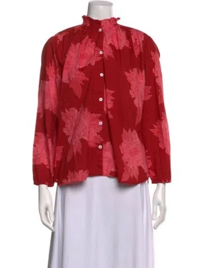 Pre-owned Mille Floral Print Long Sleeve Top In Red