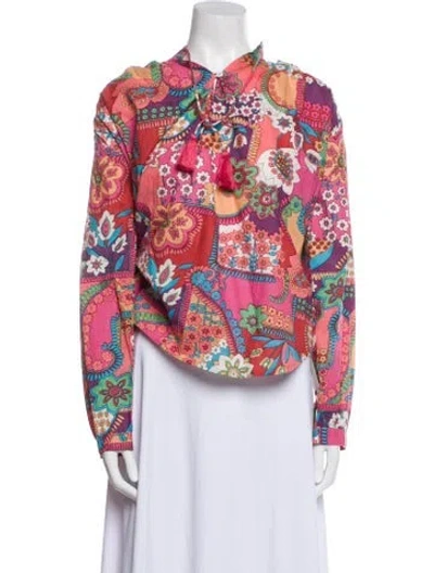 Pre-owned Mille Floral Print Long Sleeve Top W/ Tags In Multi