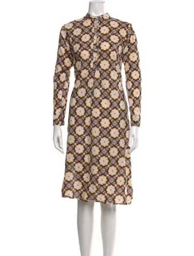 Pre-owned Mille Floral Print Midi Length Dress In Black