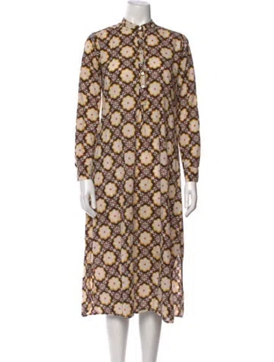 Pre-owned Mille Floral Print Midi Length Dress In Black