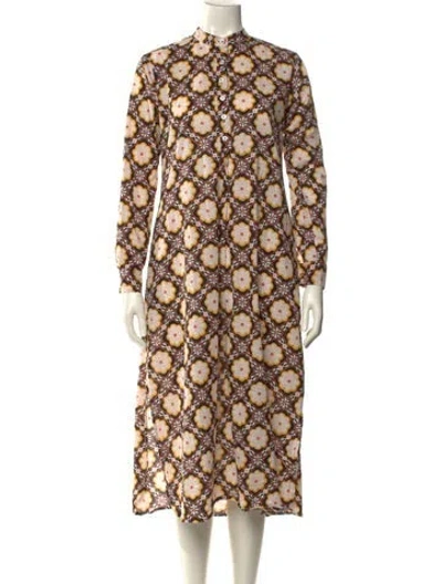 Pre-owned Mille Floral Print Midi Length Dress In Black