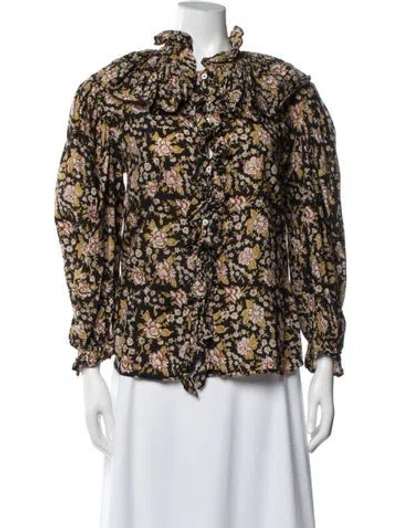 Pre-owned Mille Floral Print Midi Length Dress In Black
