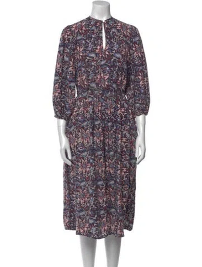 Pre-owned Mille Floral Print Midi Length Dress In Multi