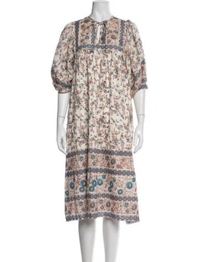 Pre-owned Mille Floral Print Midi Length Dress In Multicolor