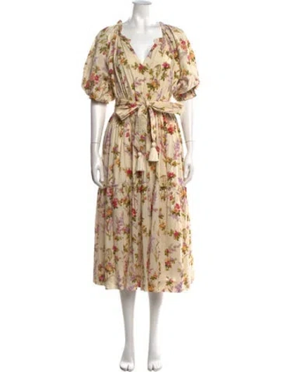 Pre-owned Mille Floral Print Midi Length Dress In Multicolor