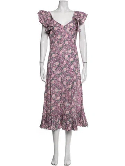 Pre-owned Mille Floral Print Midi Length Dress In Multicolor