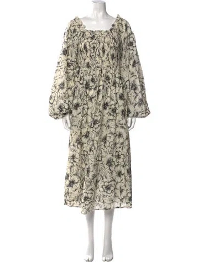 Pre-owned Mille Floral Print Midi Length Dress In Neutral