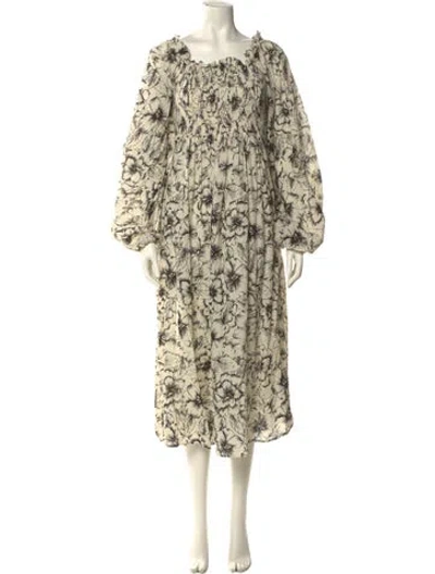 Pre-owned Mille Floral Print Midi Length Dress In Neutral