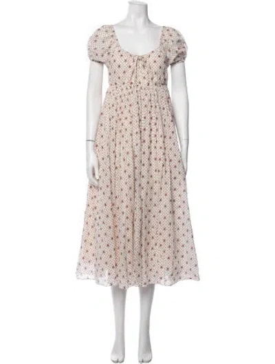 Pre-owned Mille Floral Print Midi Length Dress In Neutral