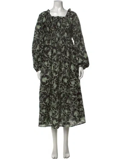 Pre-owned Mille Floral Print Midi Length Dress W/ Tags In Black