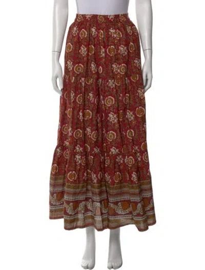 Pre-owned Mille Floral Print Midi Length Skirt In Red