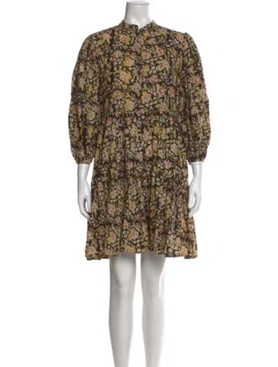 Pre-owned Mille Floral Print Mini Dress In Black