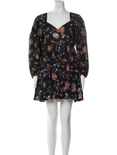 Pre-owned Mille Floral Print Mini Dress In Black