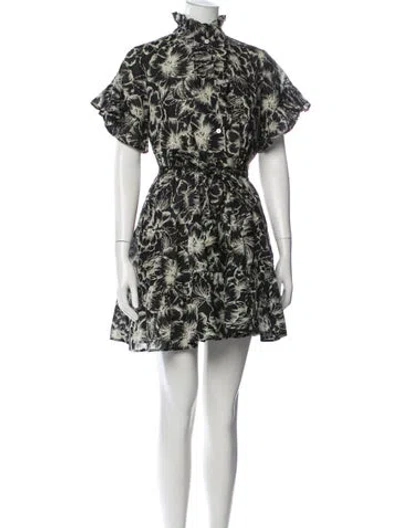 Pre-owned Mille Floral Print Mini Dress In Black