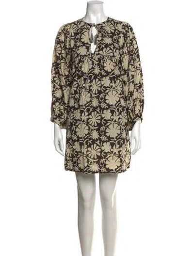 Pre-owned Mille Floral Print Mini Dress In Black