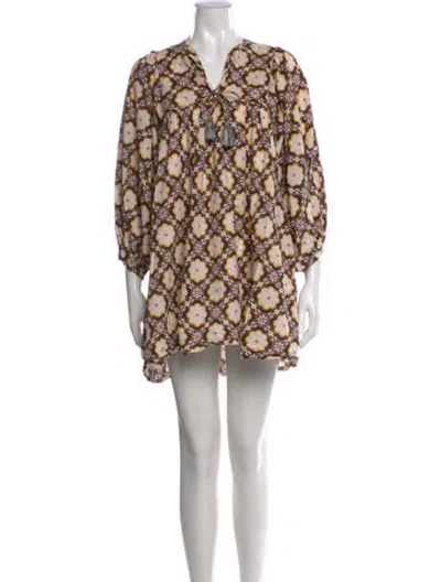 Pre-owned Mille Floral Print Mini Dress In Blue
