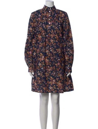 Pre-owned Mille Floral Print Mini Dress In Blue