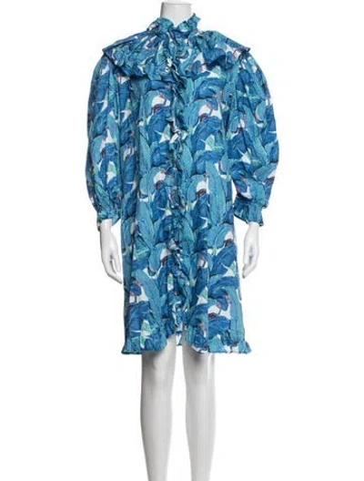 Pre-owned Mille Floral Print Mini Dress In Blue