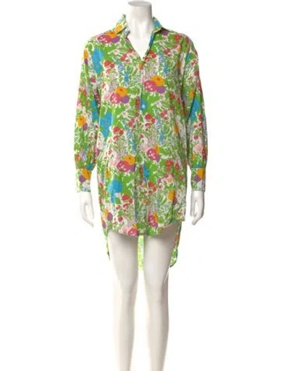 Pre-owned Mille Floral Print Mini Dress In Green