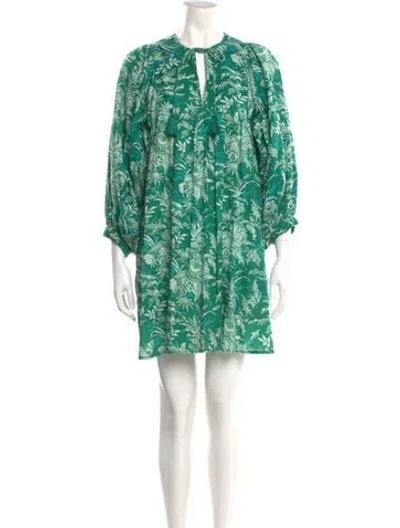 Pre-owned Mille Floral Print Mini Dress In Green