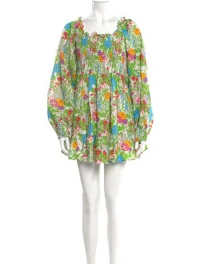 Pre-owned Mille Floral Print Mini Dress In Green