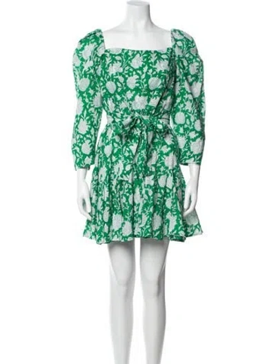 Pre-owned Mille Floral Print Mini Dress In Green
