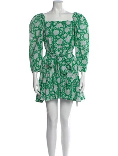 Pre-owned Mille Floral Print Mini Dress In Green
