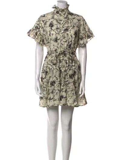 Pre-owned Mille Floral Print Mini Dress In Neutral