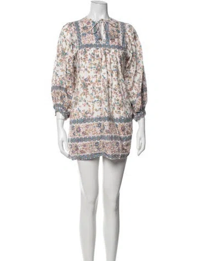 Pre-owned Mille Floral Print Mini Dress In Neutrals