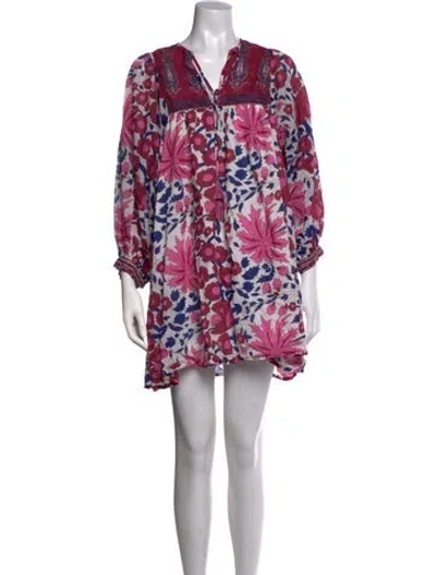Pre-owned Mille Floral Print Mini Dress In Pink