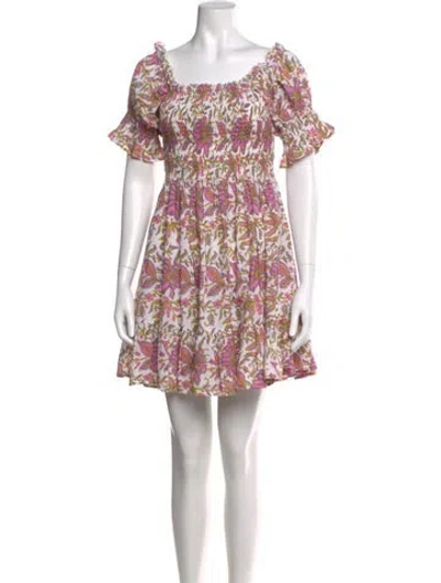 Pre-owned Mille Floral Print Mini Dress In Purple