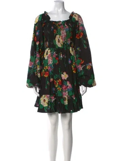 Pre-owned Mille Floral Print Mini Dress W/ Tags In Black